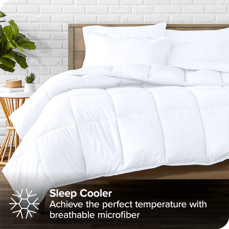 Bare Home Bed-in-A-Bag 7 Piece Comforter & Sheet Set - Queen - Goose Down Alternative - Ultra-Soft 1800 Premium - Bedding Set (Queen, White/White) - Image 2